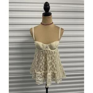 Sexy Little Things Ivory Lace Babydoll Lingerie Set with Thong